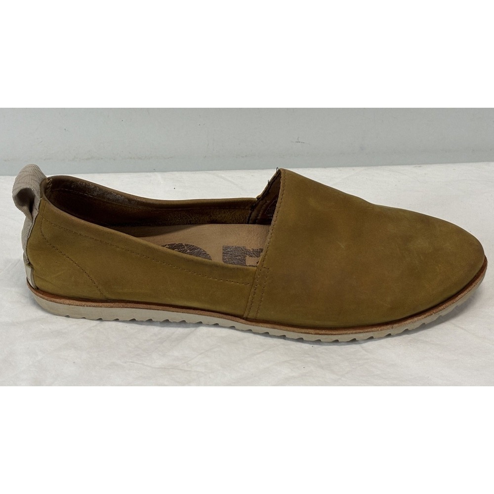 Sorel Ella Slip On Loafers Shoes Sz 9.5 Women's Brown Cognac Comfort Leather